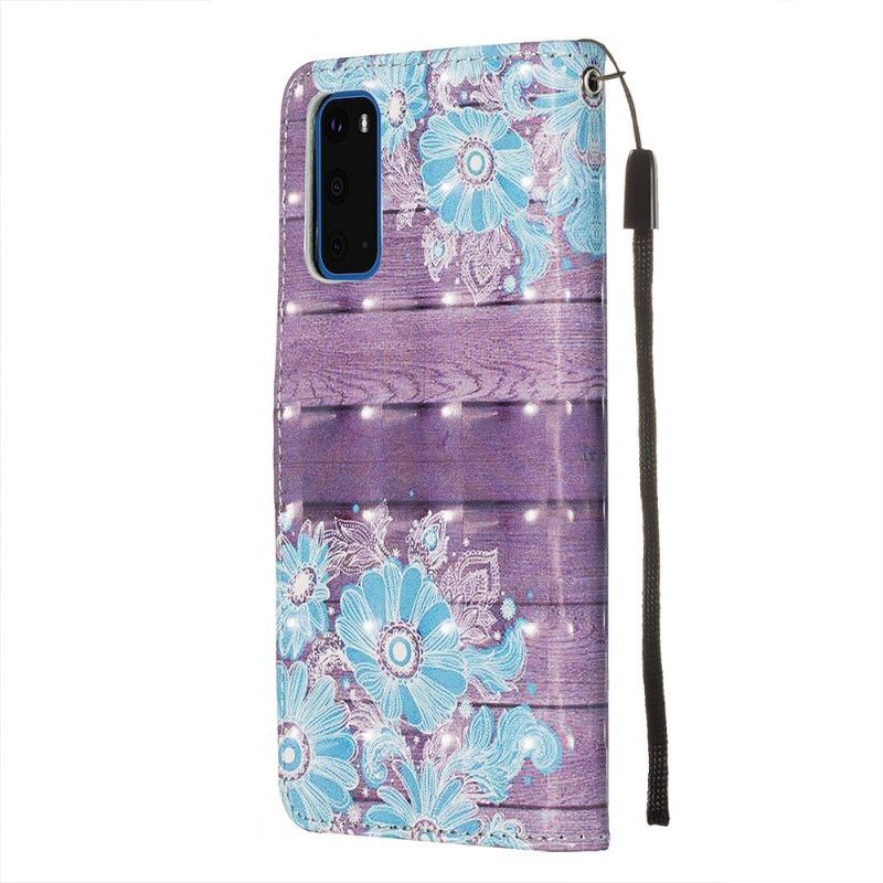 Etui Folio Samsung Galaxy S20 Niebieskie Kwiaty