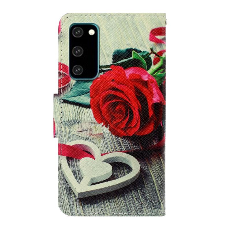 Etui Folio Samsung Galaxy S20 Romantyczny Róż Ze Stringami