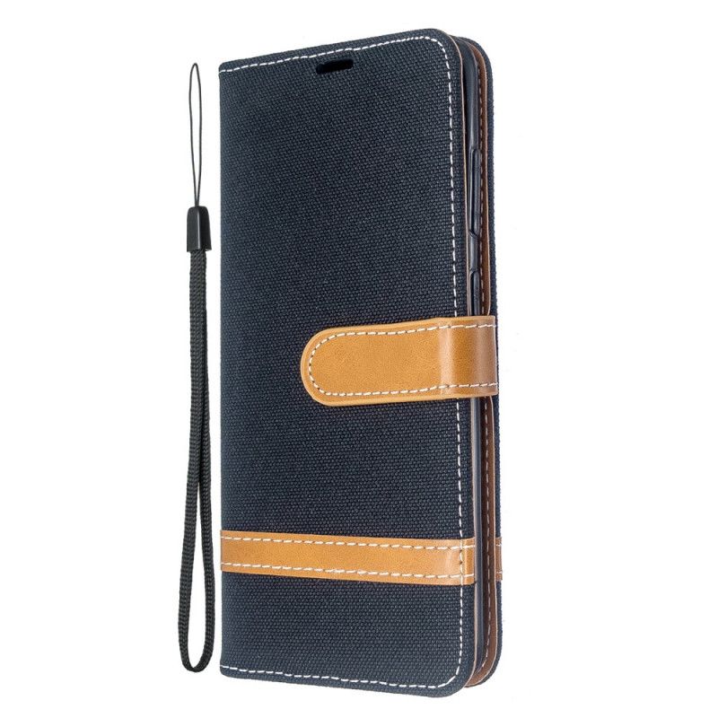 Etui Folio Samsung Galaxy S20 Szary Czarny Efekt Tkaniny I Skóry Ze Stringami