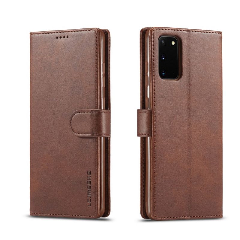 Etui Folio Samsung Galaxy S20 Szary Czarny Lc.Imeeke Efekt Skóry