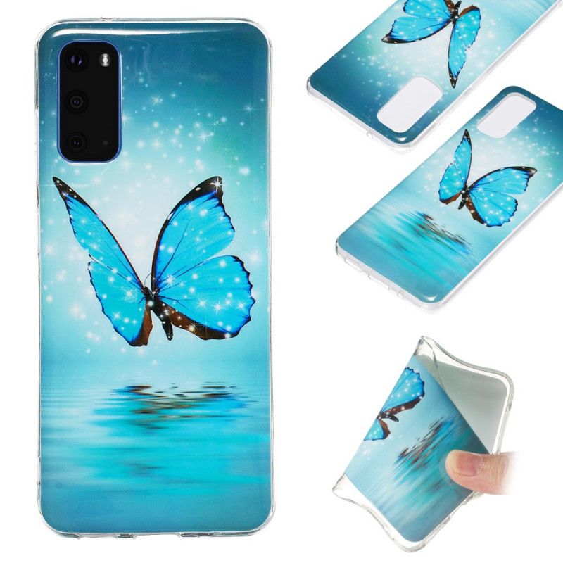 Etui Samsung Galaxy S20 Fluorescencyjny Niebieski Motyl