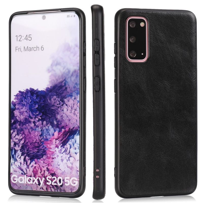 Etui Samsung Galaxy S20 Szary Czarny Styl Skórzany