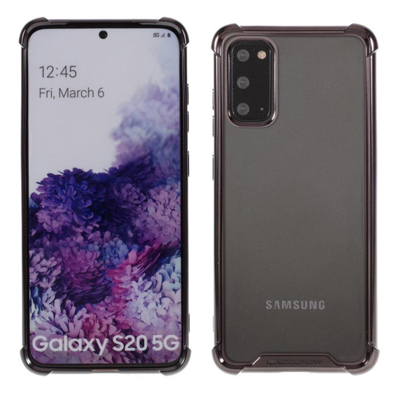 Futerały Samsung Galaxy S20 Srebrny Czarny Przezroczyste Krawędzie W Kolorze Goospery