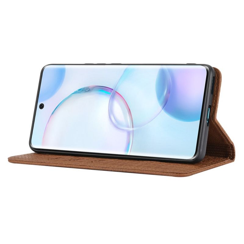 Etui Folio Do Huawei Nova 9 Pro / Honor 50 Pro Tkany Skórzany Pasek W Stylu