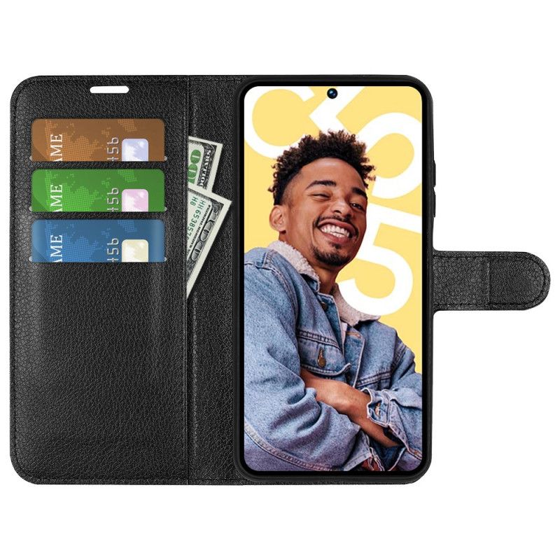 Etui Folio Do Google Pixel 8 Klasyczna Skóra Liczi