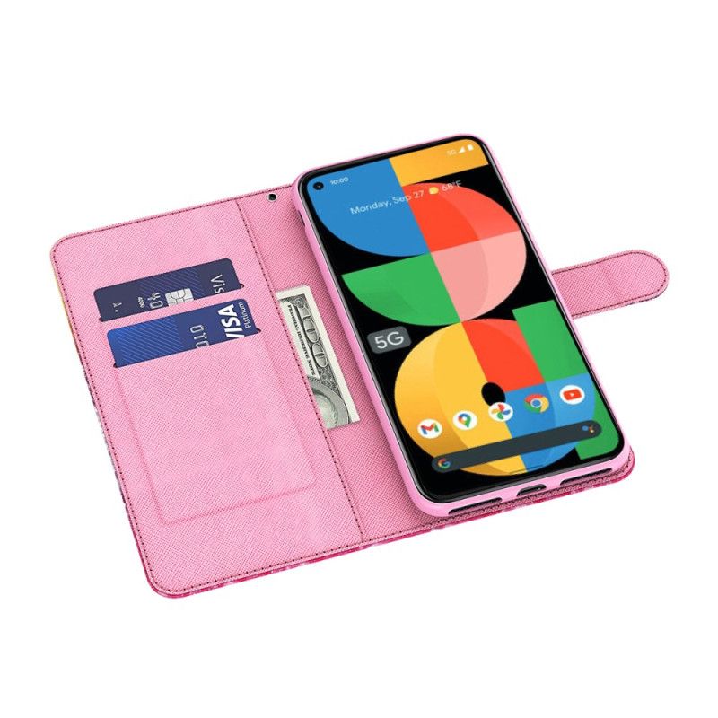 Etui Folio Google Pixel 8 CZerwone Drzewo Z Paskiem Etui Ochronne