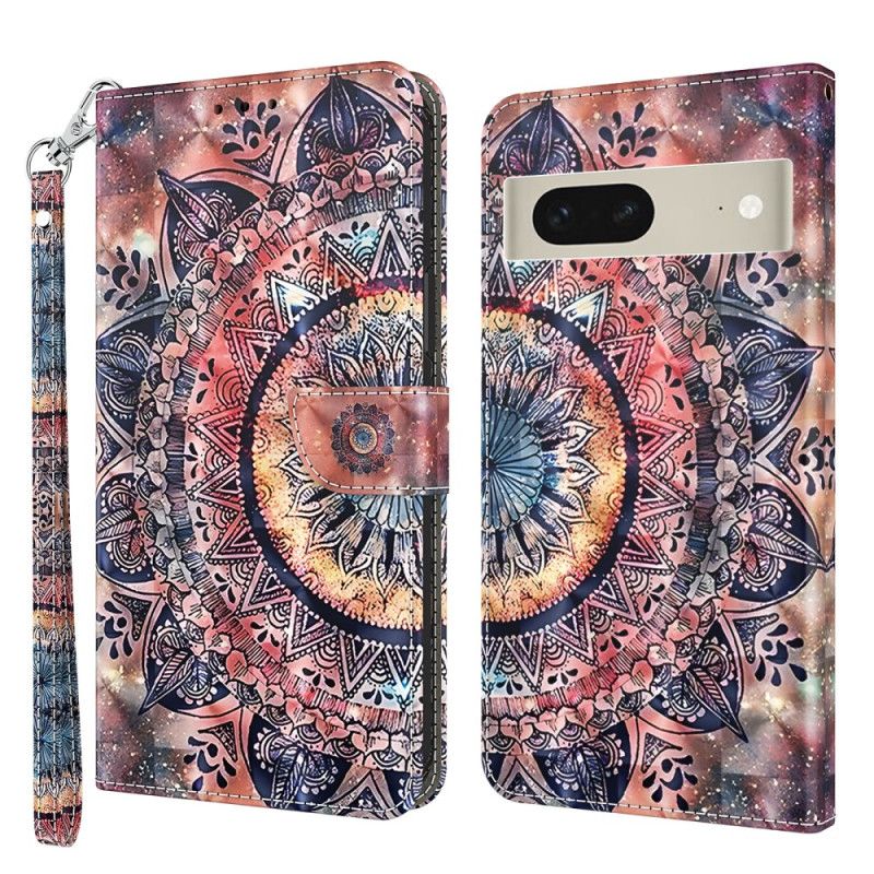 Etui Folio Google Pixel 8 Kolorowa Mandala Z Paskiem Etui Ochronne