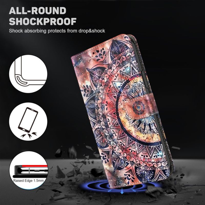 Etui Folio Google Pixel 8 Kolorowa Mandala Z Paskiem Etui Ochronne