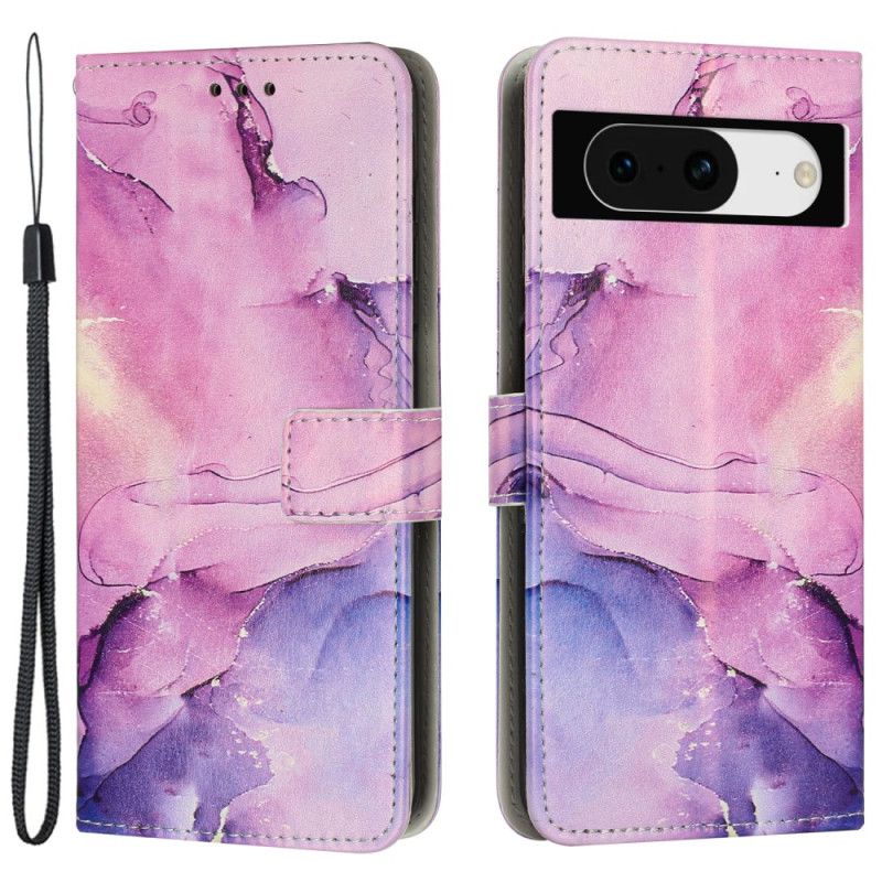 Etui Folio Google Pixel 8 Marmurkowy Styl Z Paskami