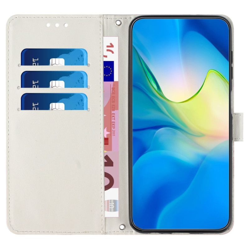 Etui Folio Google Pixel 8 Marmurkowy Styl Z Paskami