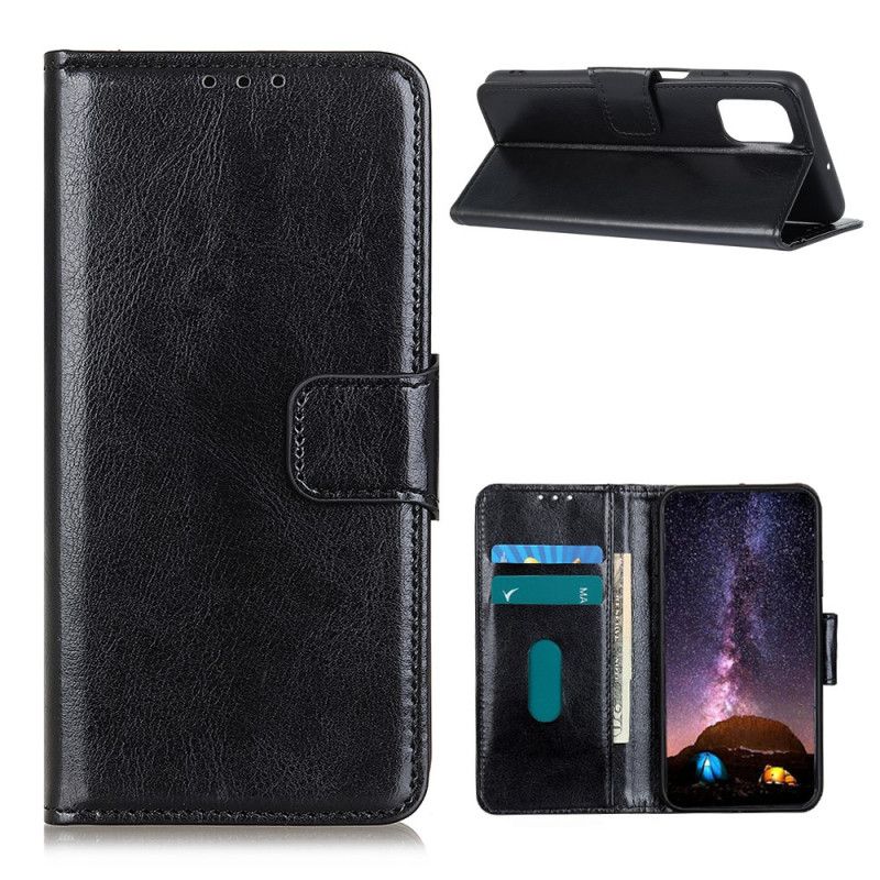 Etui Folio Samsung Galaxy A02s Czerwony Czarny Efekt Błyszczącej Skóry