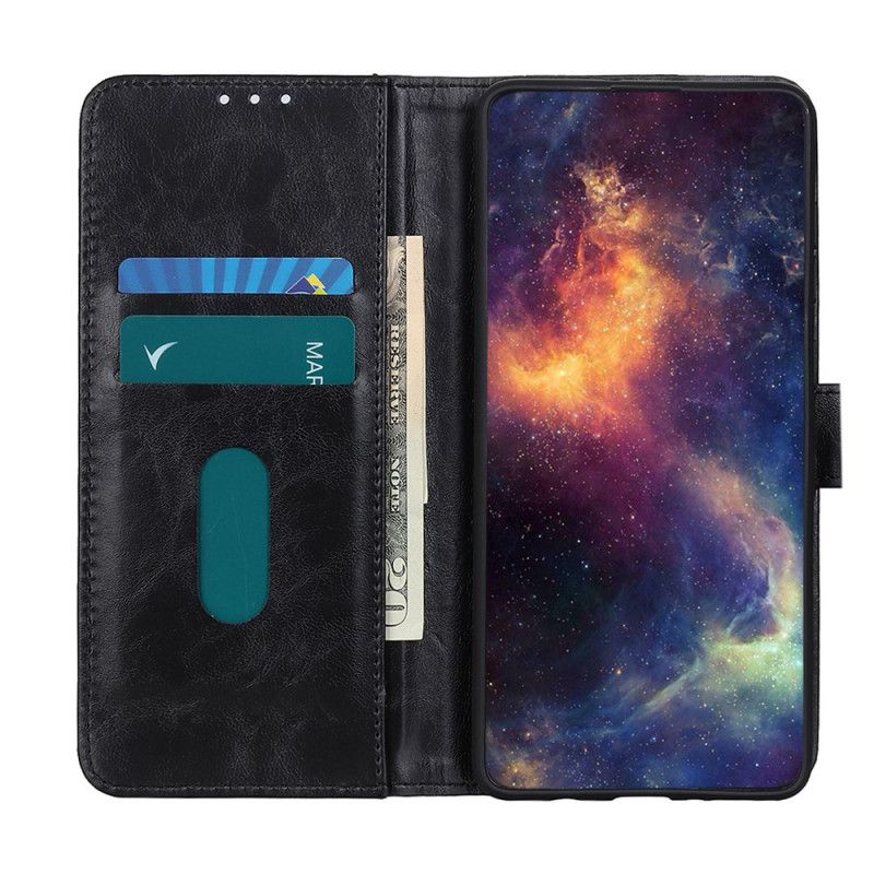 Etui Folio Samsung Galaxy A02s Czerwony Czarny Efekt Skóry Żubra Etui Ochronne