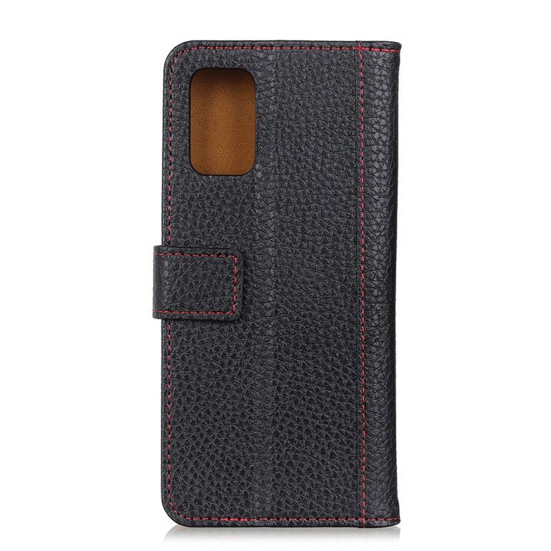 Etui Folio Samsung Galaxy A02s Czerwony Czarny Szwy Z Efektem Skóry Liczi Etui Ochronne