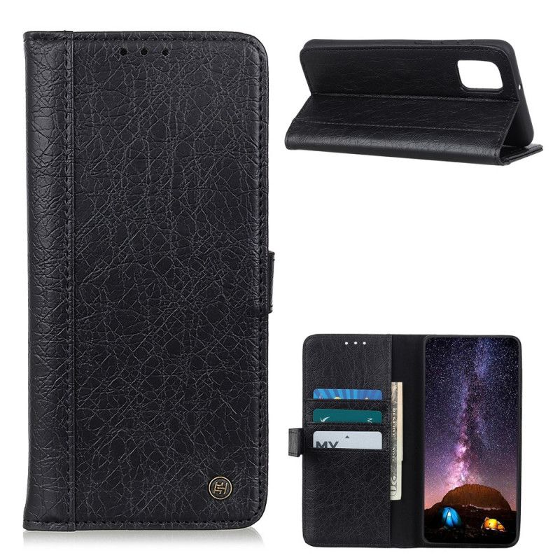 Etui Folio Samsung Galaxy A02s Szary Czarny Styl Nosorożca Ze Sztucznej Skóry Etui Ochronne