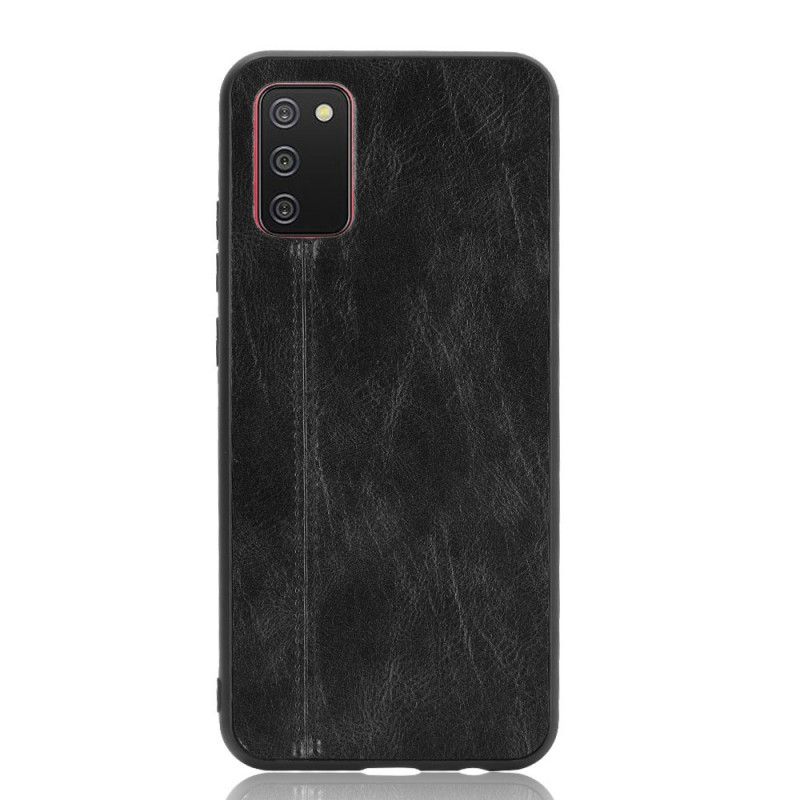 Etui Samsung Galaxy A02s Czerwony Czarny Efekt Szytej Skóry Etui Ochronne