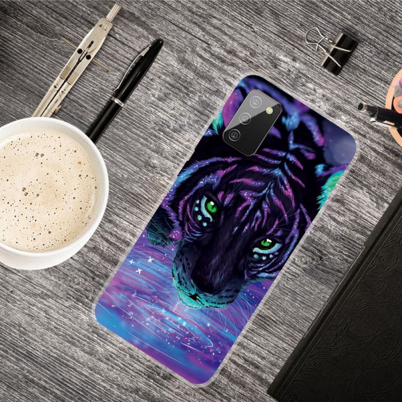 Etui Samsung Galaxy A02s Fioletowy Czarny Wspaniały Kot Etui Ochronne