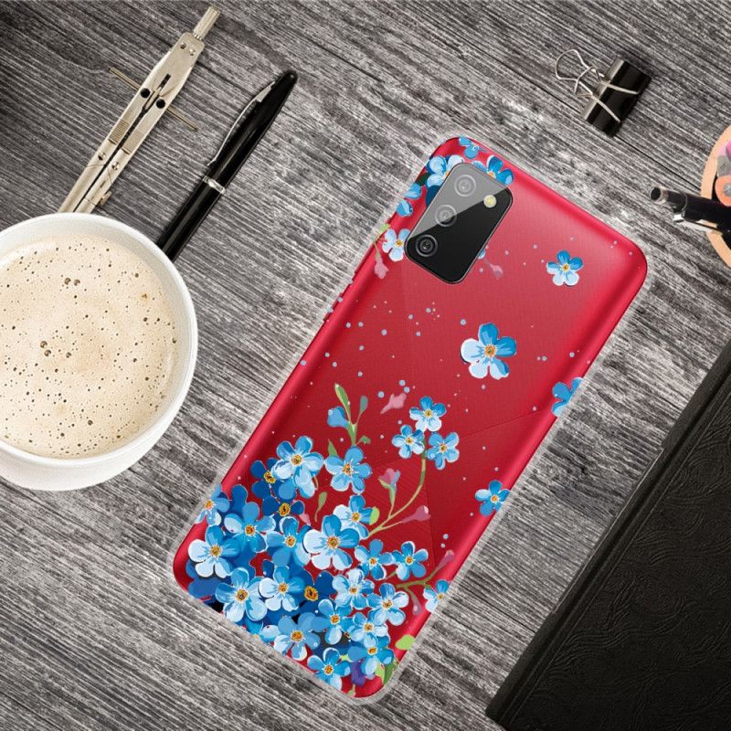 Etui Samsung Galaxy A02s Niebieskie Kwiaty