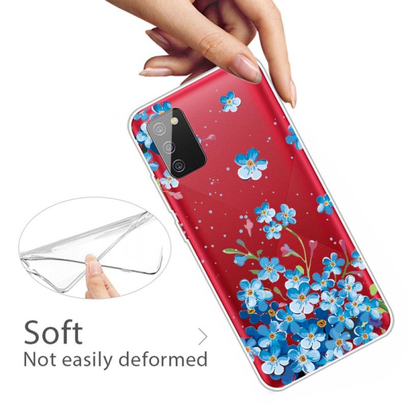 Etui Samsung Galaxy A02s Niebieskie Kwiaty