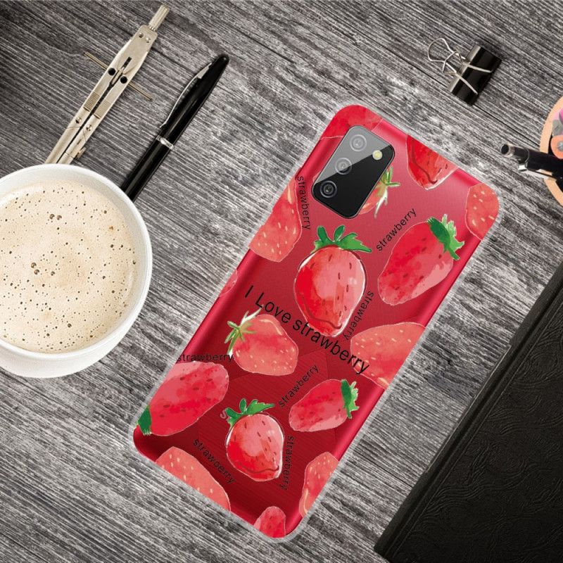 Etui Samsung Galaxy A02s Truskawki / Kocham Truskawki Etui Ochronne