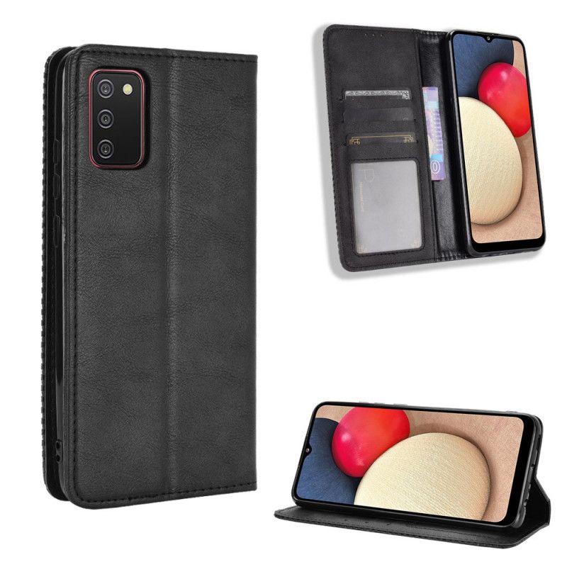 Flip Kotelot Samsung Galaxy A02s Czerwony Czarny Etui na Telefon Stylizowany Efekt Skóry W Stylu Vintage