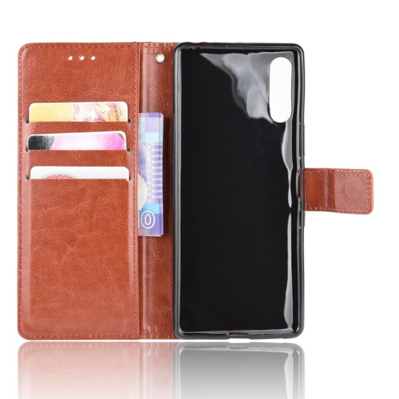 Etui Folio Sony Xperia L4 Czerwony Czarny Efektowna Sztuczna Skóra Etui Ochronne