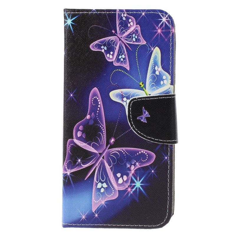 Etui Folio Sony Xperia 10 Fioletowy Jasnoniebieski Motyle Etui Ochronne