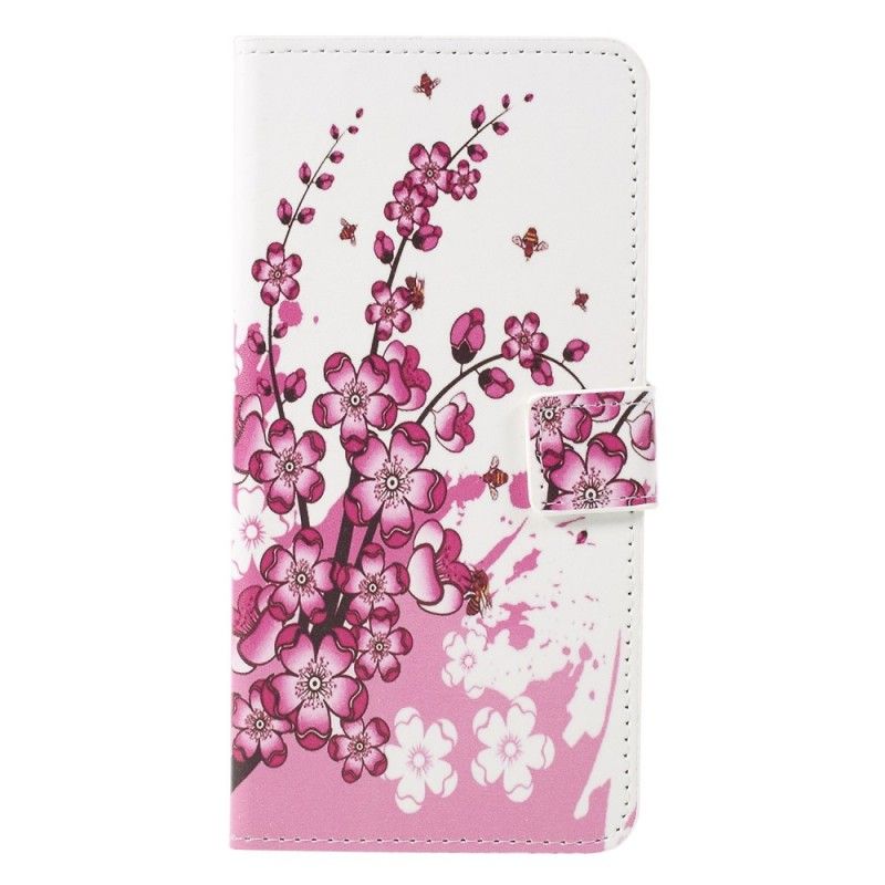 Etui Folio Sony Xperia 10 Fioletowy Tropikalne Kwiaty Etui Ochronne