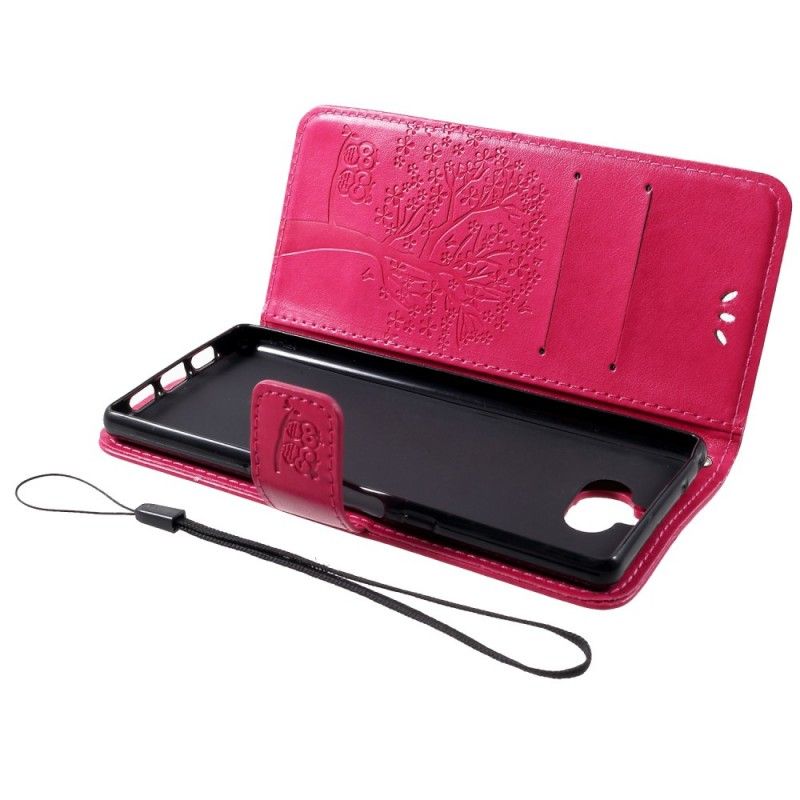 Etui Folio Sony Xperia 10 Jasnoniebieski Magenta Sowy Drzewne I Stringi Etui Ochronne