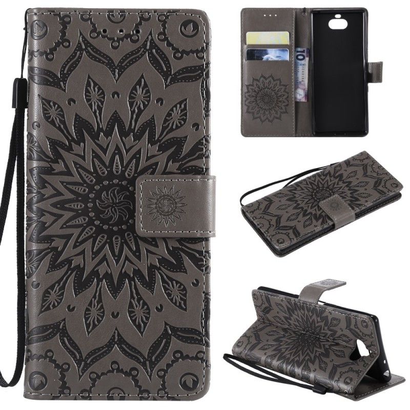 Etui Folio Sony Xperia 10 Szary Mandala Kwiatowa