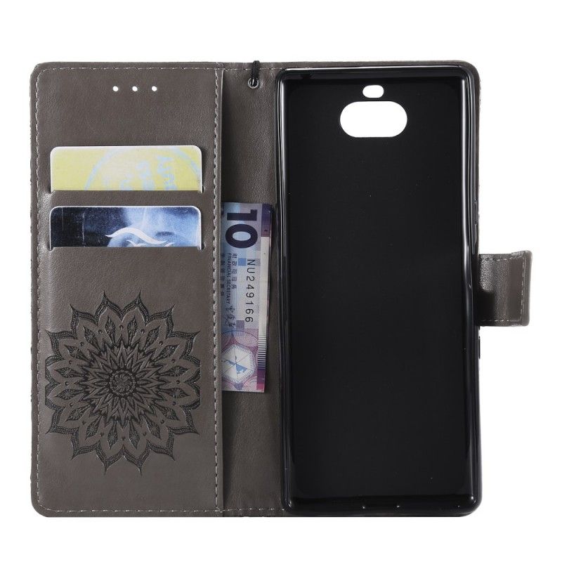 Etui Folio Sony Xperia 10 Szary Mandala Kwiatowa