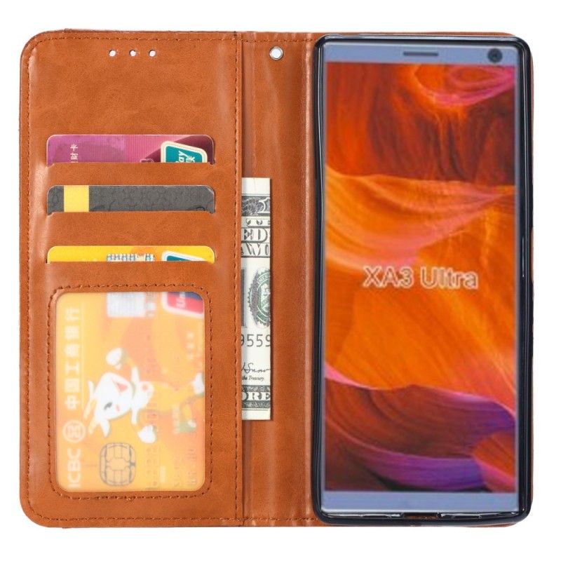 Flip Kotelot Sony Xperia 10 Czerwony Czarny Etui Na Karty Ze Sztucznej Skóry