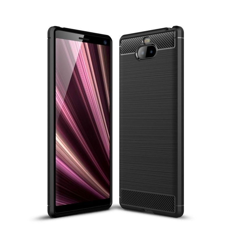 Futerały Sony Xperia 10 Czerwony Czarny Szczotkowane Włókno Węglowe