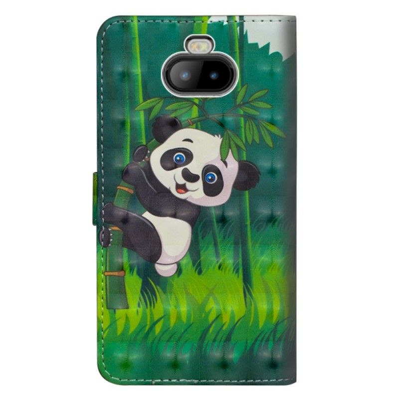 Skórzany Futerał Sony Xperia 10 Etui na Telefon Panda I Bambus