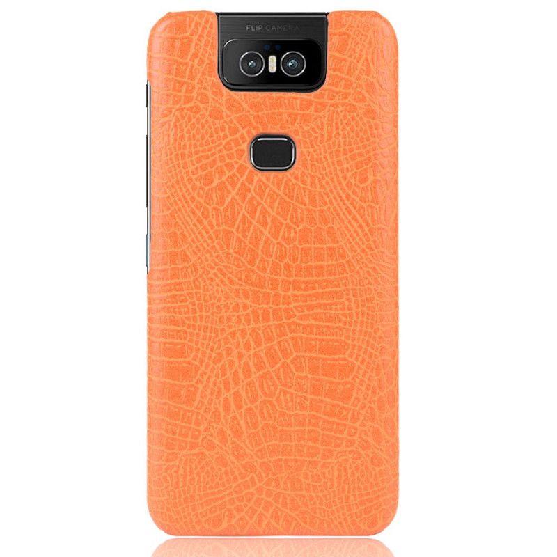 Etui Asus ZenFone 6 Biały Czarny Efekt Skóry Krokodyla