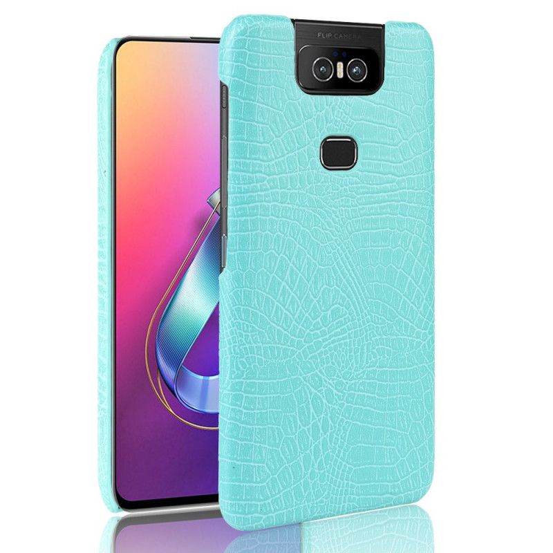 Etui Asus ZenFone 6 Biały Czarny Efekt Skóry Krokodyla