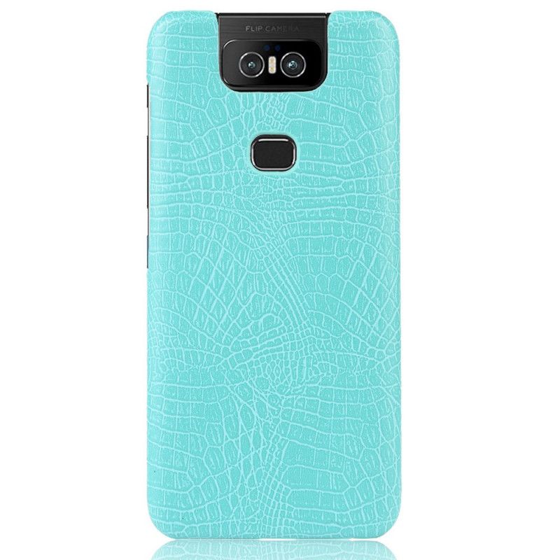 Etui Asus ZenFone 6 Biały Czarny Efekt Skóry Krokodyla