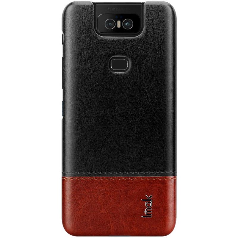 Etui Asus ZenFone 6 Czerwony Czarny Imak Ruiyi Series Efekt Skóry Etui Ochronne