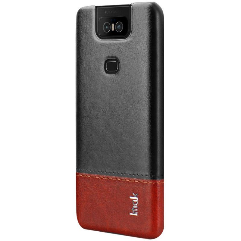 Etui Asus ZenFone 6 Czerwony Czarny Imak Ruiyi Series Efekt Skóry Etui Ochronne