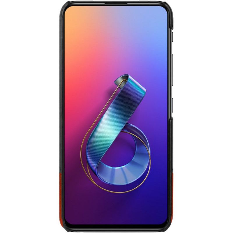 Etui Asus ZenFone 6 Czerwony Czarny Imak Ruiyi Series Efekt Skóry Etui Ochronne