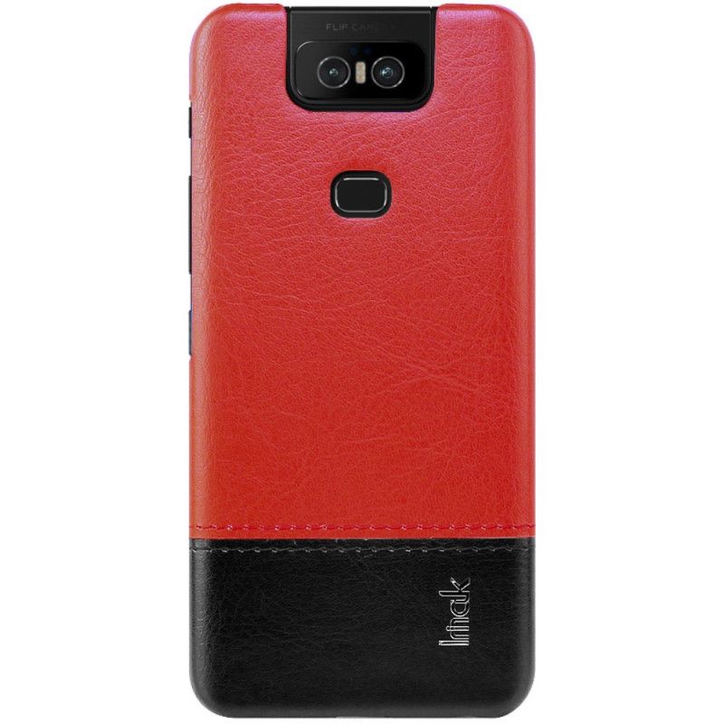 Etui Asus ZenFone 6 Czerwony Czarny Imak Ruiyi Series Efekt Skóry Etui Ochronne