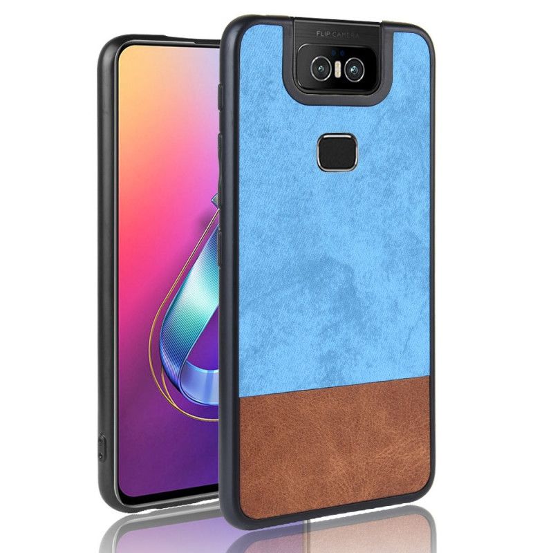 Etui Asus ZenFone 6 Czerwony Szary Dwukolorowa Imitacja Skóry