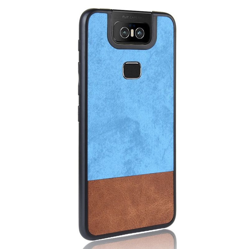 Etui Asus ZenFone 6 Czerwony Szary Dwukolorowa Imitacja Skóry