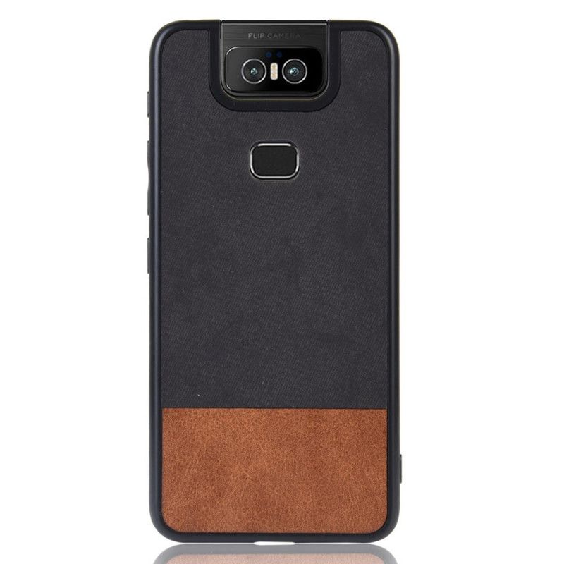 Etui Asus ZenFone 6 Czerwony Szary Dwukolorowa Imitacja Skóry