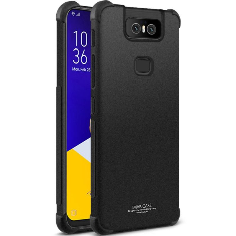 Etui Asus ZenFone 6 Szary Czarny Elastyczny Silikon Z Folią Ekranującą Imak Etui Ochronne