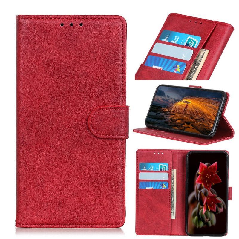 Etui Folio Asus ZenFone 6 Czerwony Czarny Efekt Skóry Matowej Retro Etui Ochronne