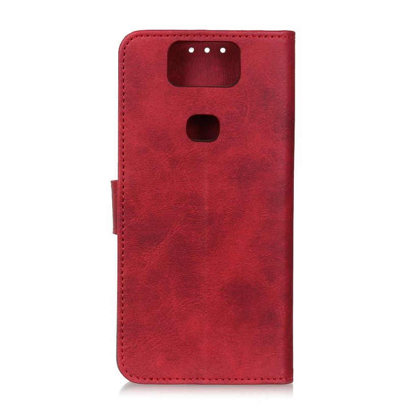 Etui Folio Asus ZenFone 6 Czerwony Czarny Efekt Skóry Matowej Retro Etui Ochronne