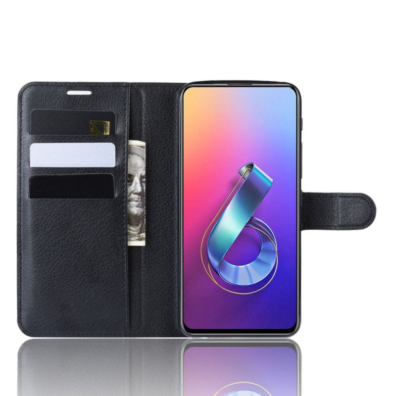 Etui Folio Asus ZenFone 6 Czerwony Czarny Klasyczny