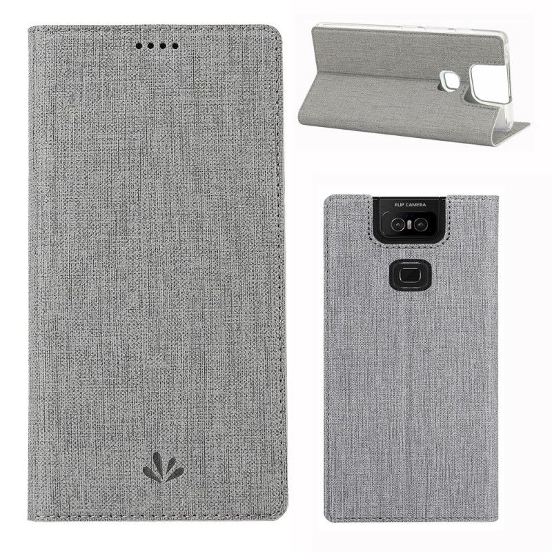 Flip Kotelot Asus ZenFone 6 Szary Czarny Teksturowany