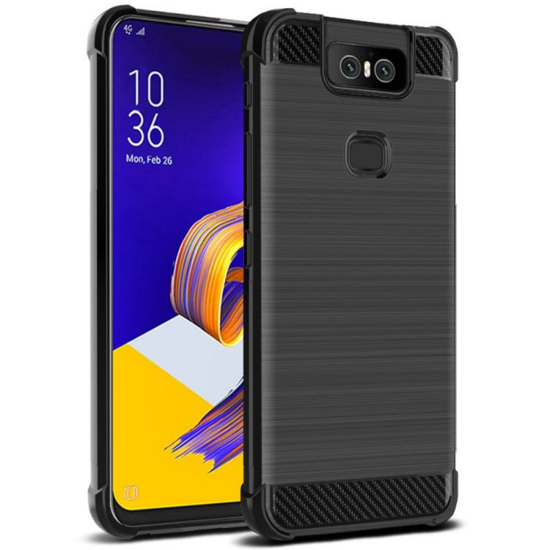 Futerały Asus ZenFone 6 Etui na Telefon Szczotkowane Włókno Węglowe Imak