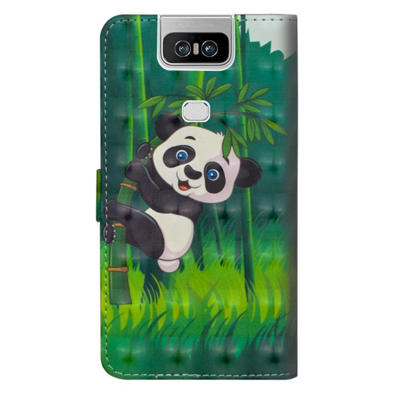 Skórzany Futerał Asus ZenFone 6 Etui na Telefon Panda I Bambus